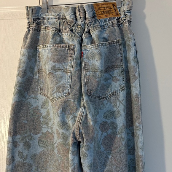 Ganni X Levi’s Blue Floral Wide Leg Women Jeans - Picture 8 of 8